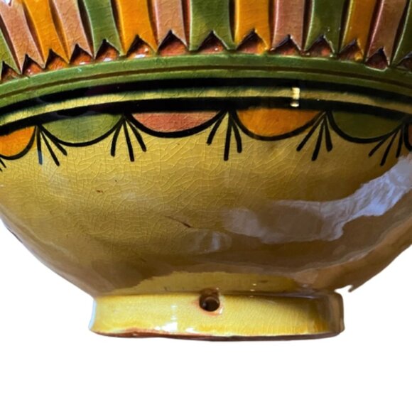2/$40 Boho large hand painted Morocco clay bowl, signed - Picture 8 of 13
